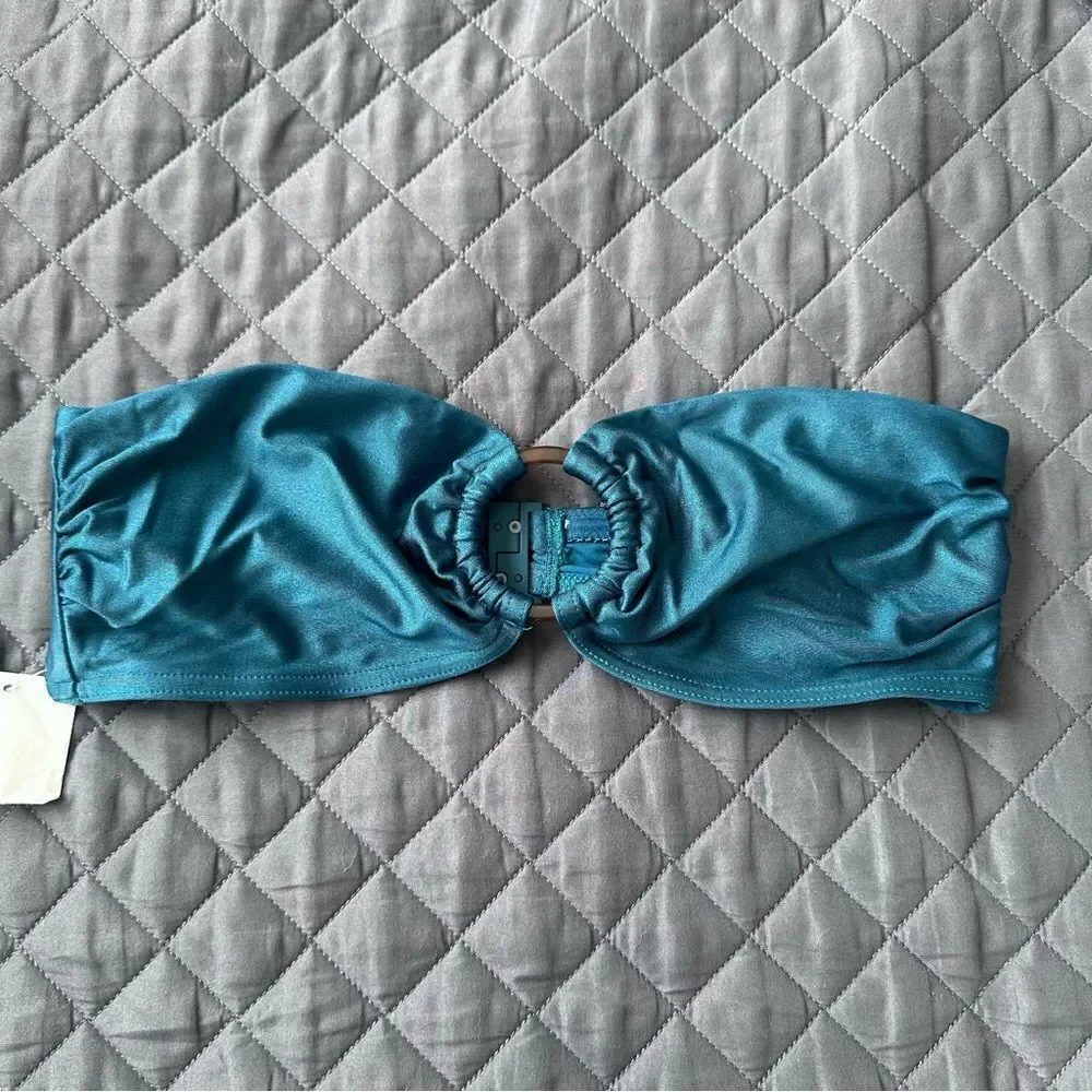 Zimmermann Cassia Ring Bandeau Bikini Top in Teal Size 2